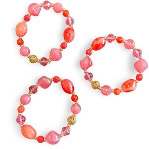 Vintage Coral, Pink & Gold Tone Bracelet